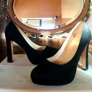 Kate Spade Black Suede Platform Pumps